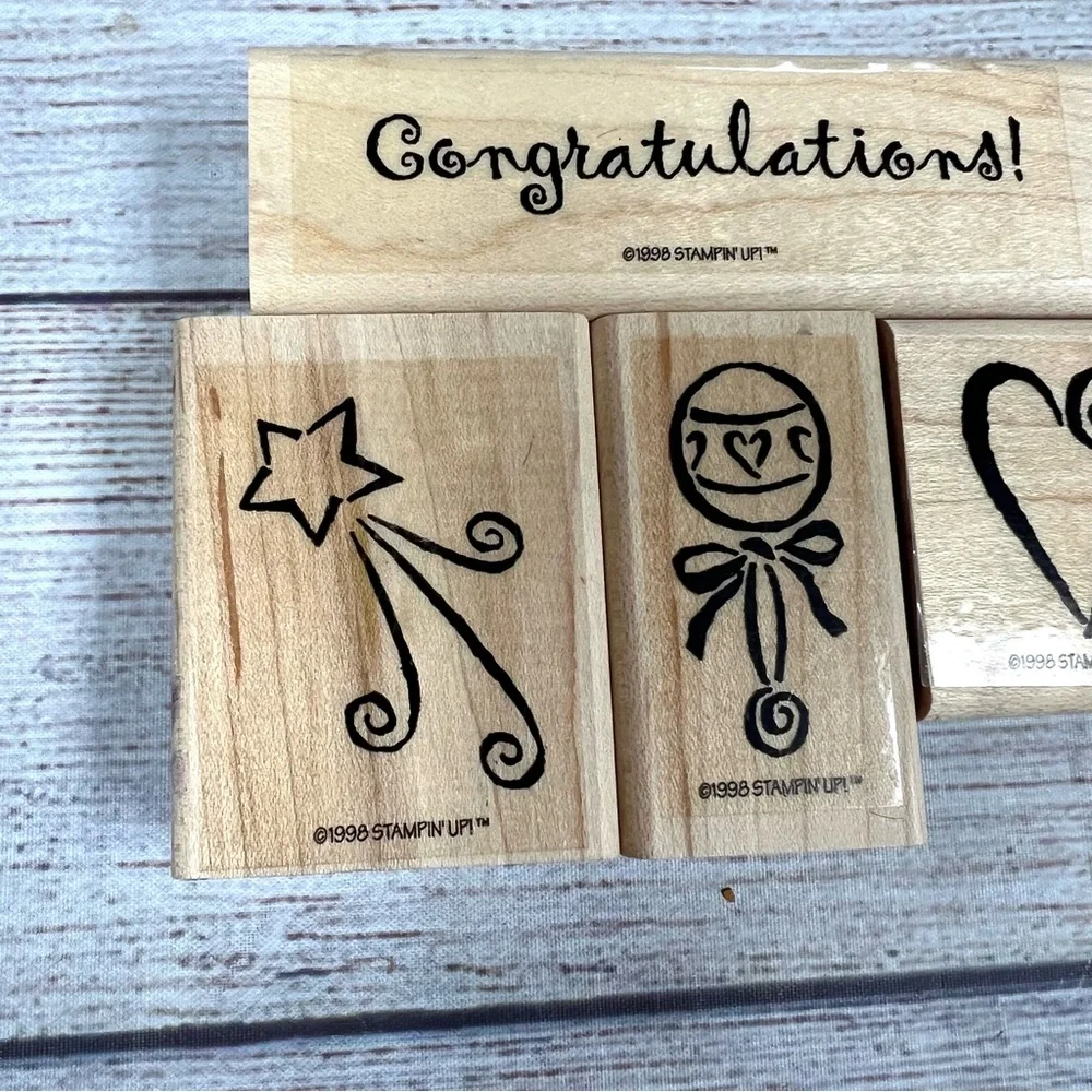 Stampin Up Vintage Special Day Limited Edition 1998 Wood Rubber Stamps Baby